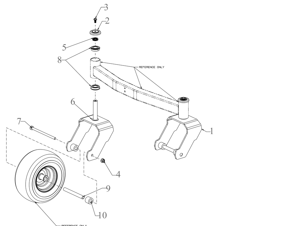 Front Caster Diagram and Parts List for ZT2-54KW (17RIEACI010)(2020) Cub Cadet Lawn Tractor